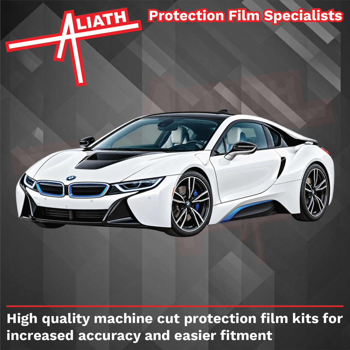 BMW i8 2014-2020, Rear Side Skirt Trim OE Style BLACK Paint Protection