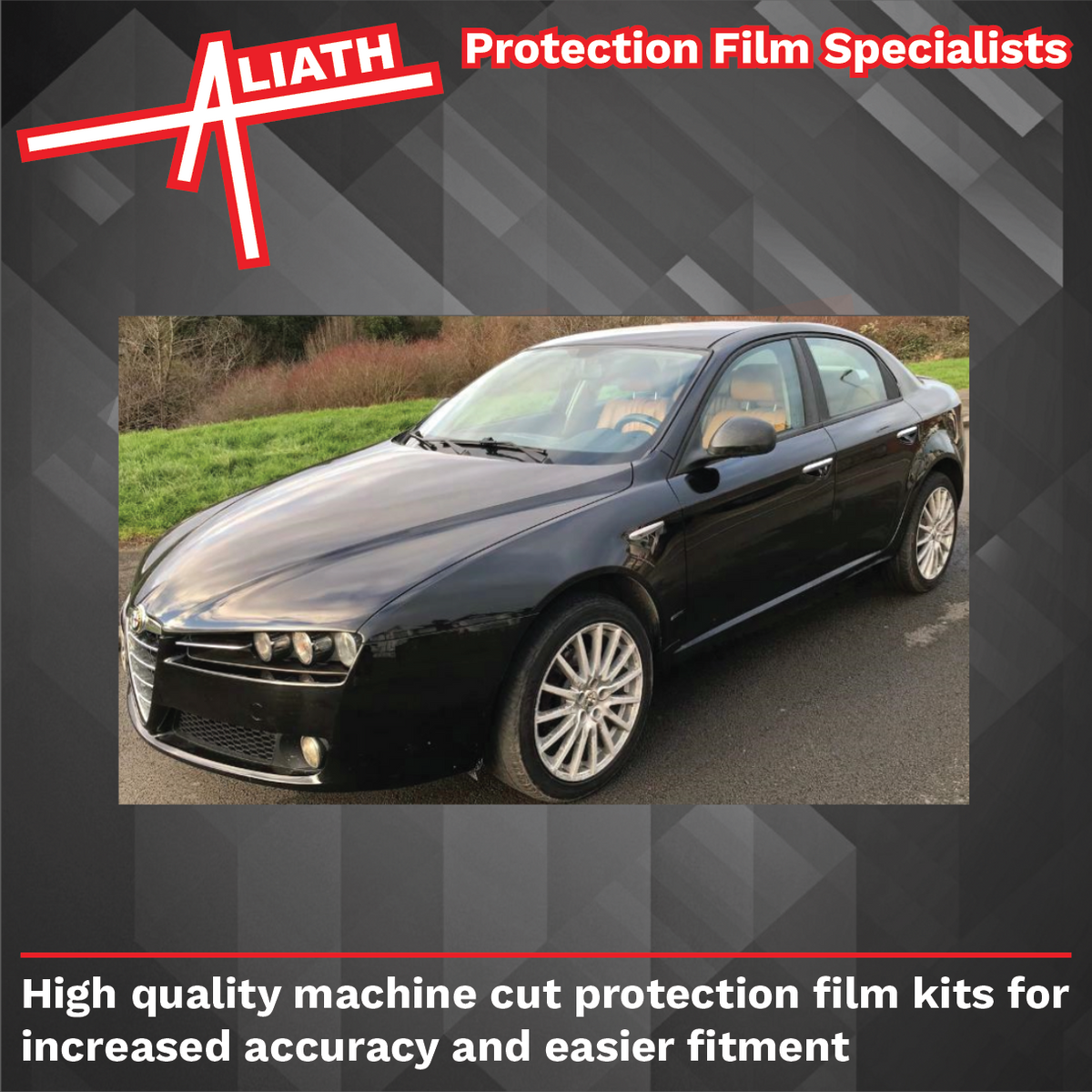 Alfa Romeo 159 2004-2011, Rear Door & QTR Arch OE Style BLACK Paint Protection