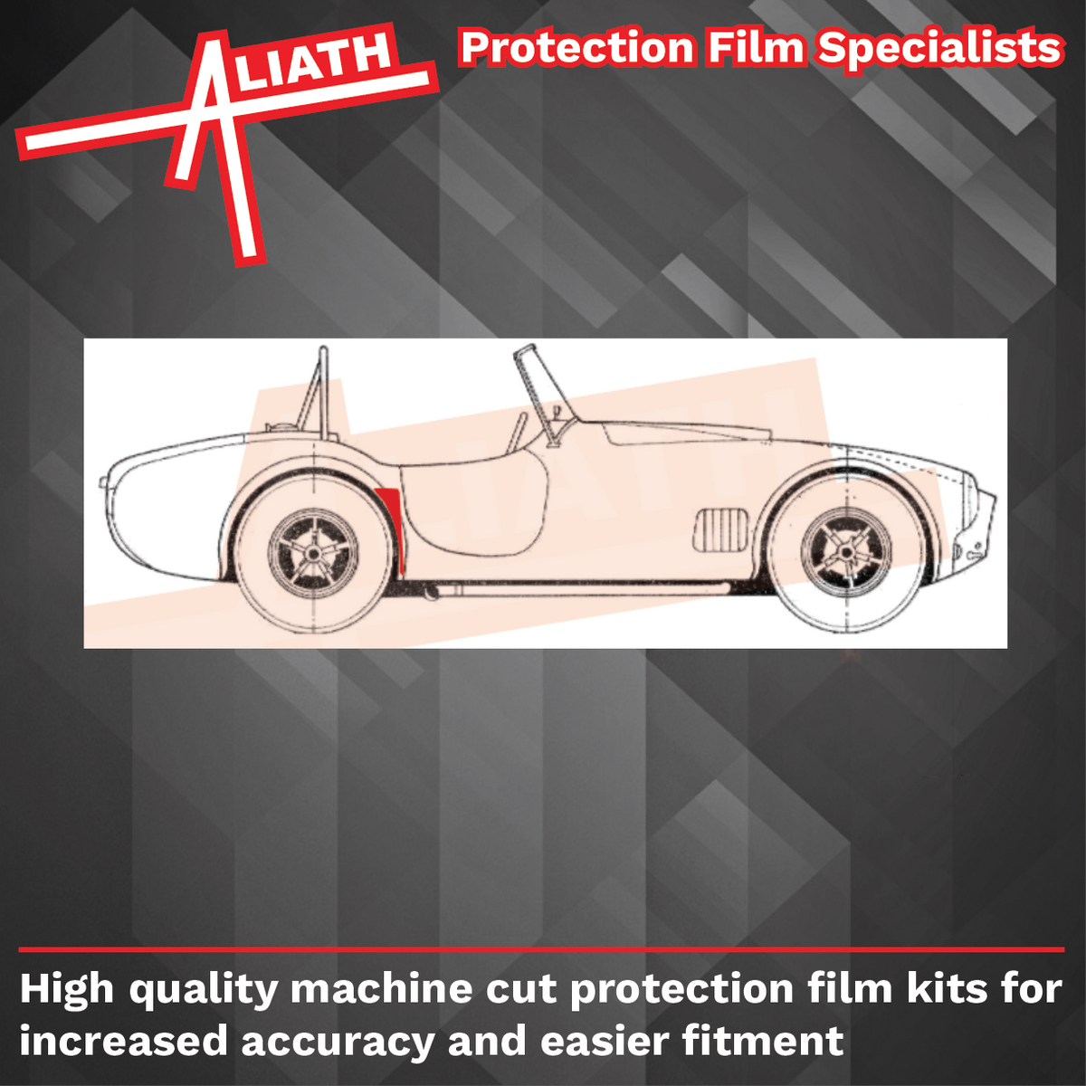 AC Cobra, Rear QTR / Wing Arch BLACK TEXTURED Paint Protection CLASSIC