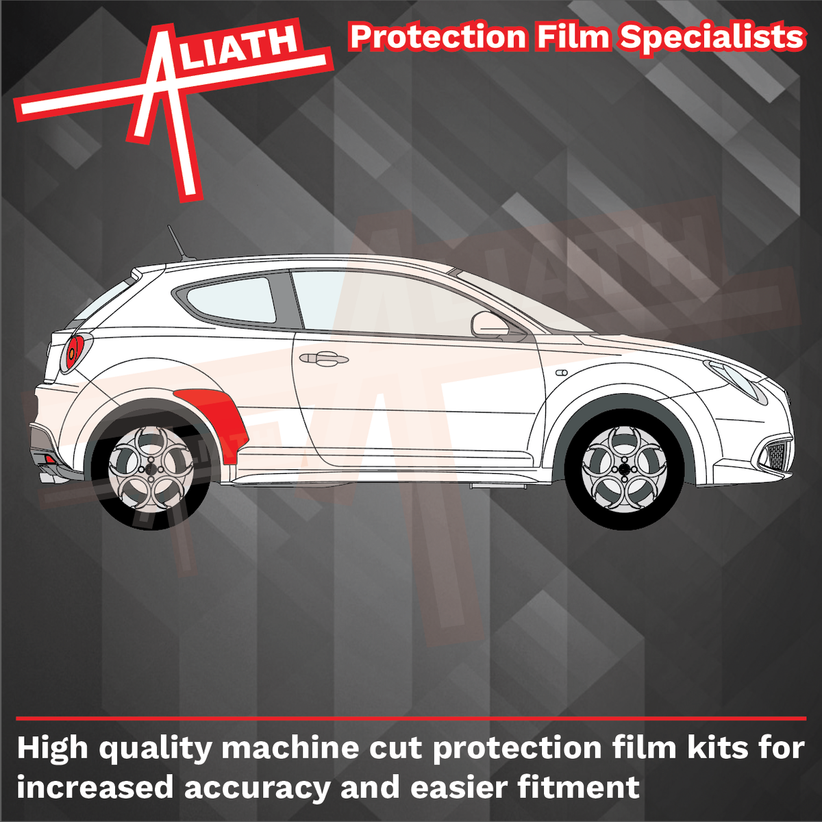 Alfa Romeo Mito 2008-Present, Rear QTR / Wing Arch CLEAR Paint Protection