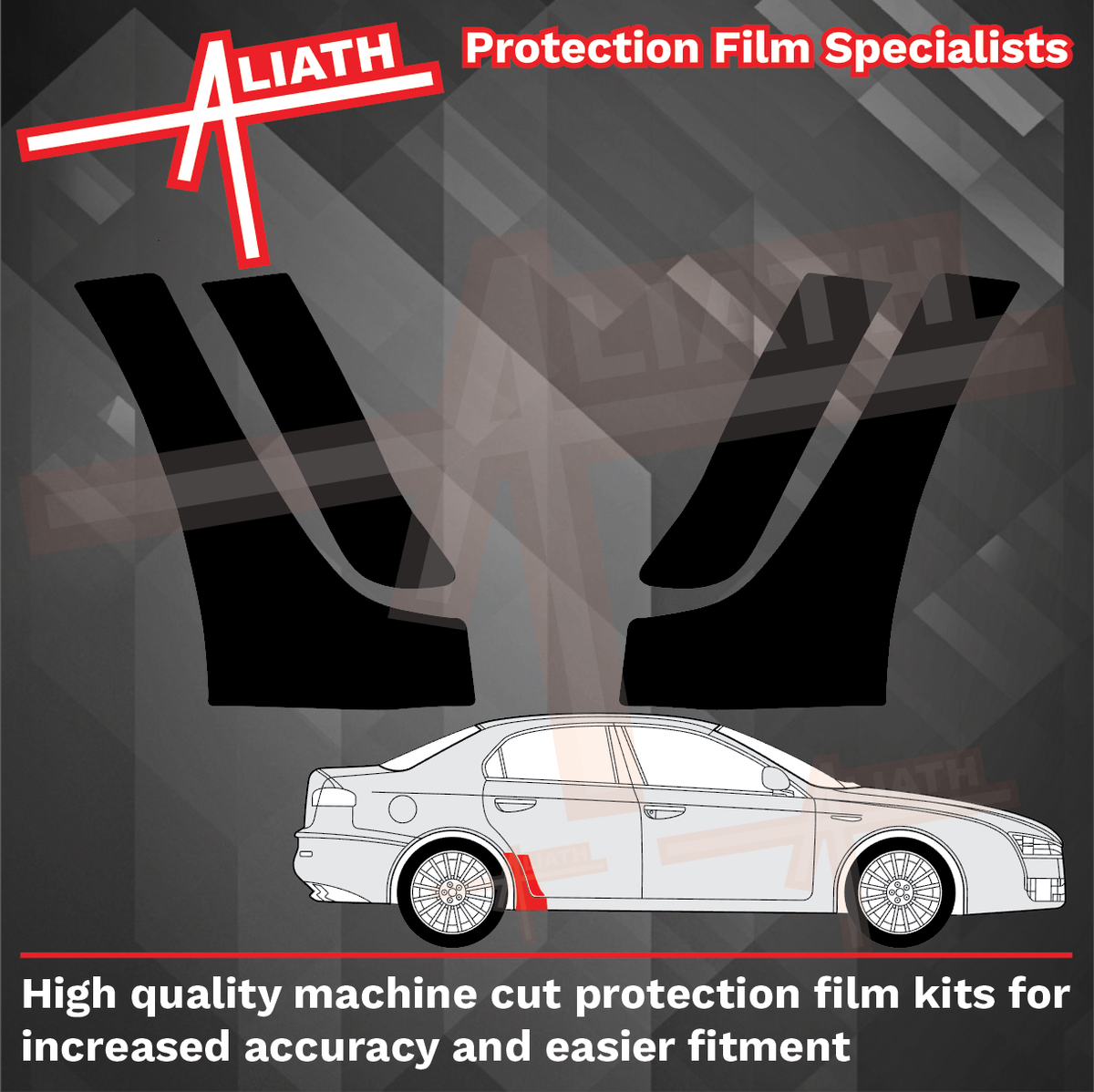 Alfa Romeo 159 2004-2011, Rear Door & QTR Arch OE Style BLACK Paint Protection