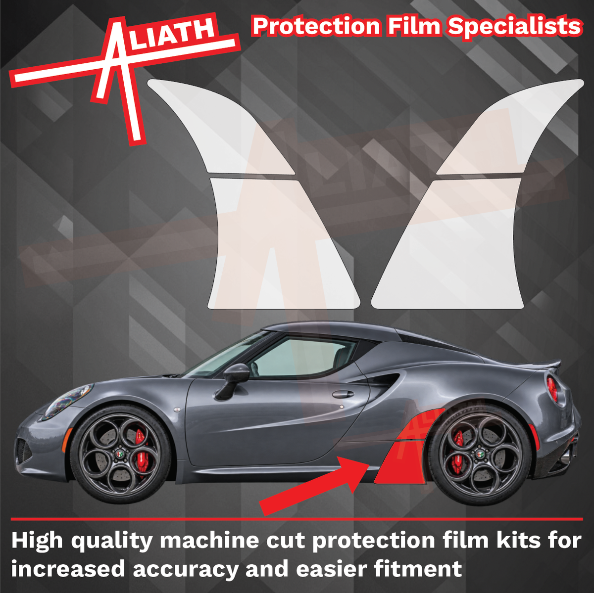 Alfa Romeo 4C (960) 2011-2021, Rear QTR Wing Arches CLEAR Paint Protection