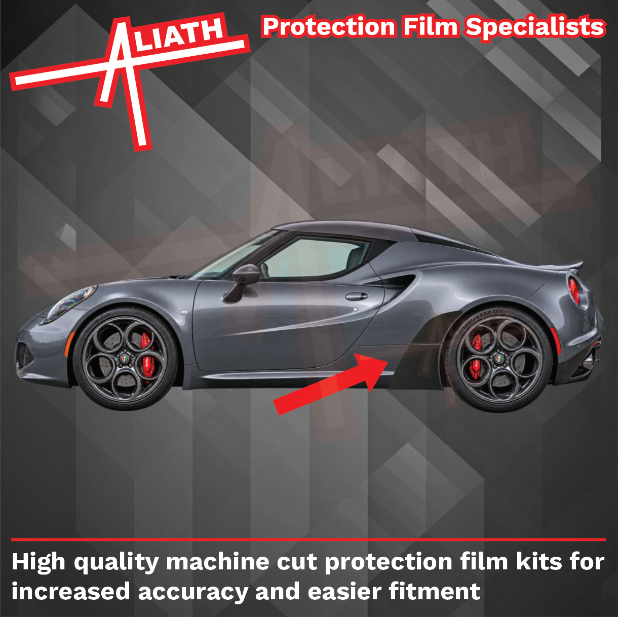 Alfa Romeo 4C (960) 2011-2021, Rear QTR Wing Arches BLACK Paint Protection