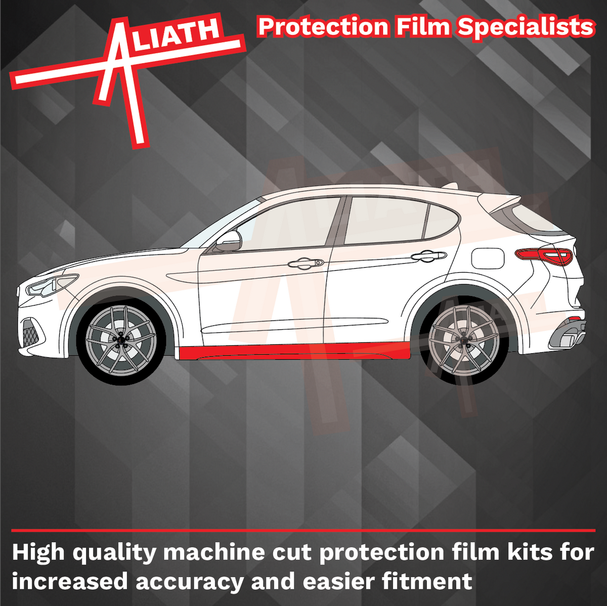 Alfa Romeo Stelvio Quadrifoglio 2017-Present, Side Sill Skirt Trims CLEAR Paint Protection
