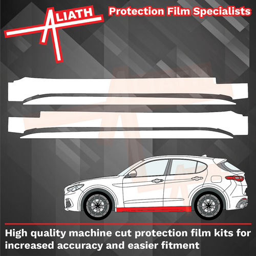 Alfa Romeo Stelvio Quadrifoglio 2017-Present, Side Sill Skirt Trims CLEAR Paint Protection