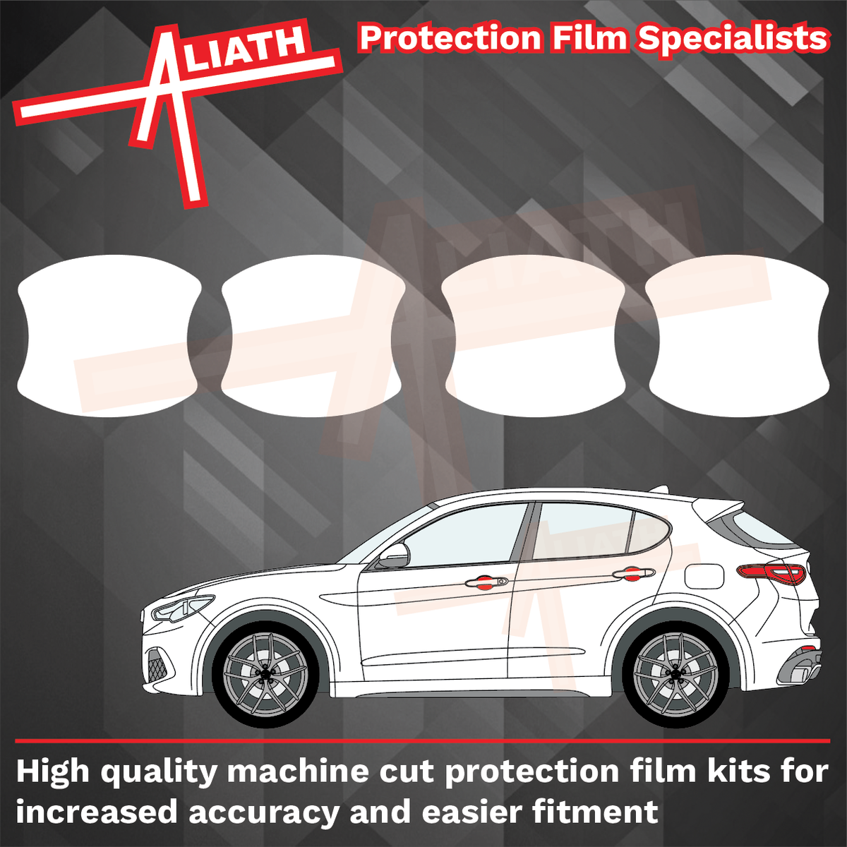Alfa Romeo Stelvio 2017-Present, Door Handle Cups CLEAR Paint Protection