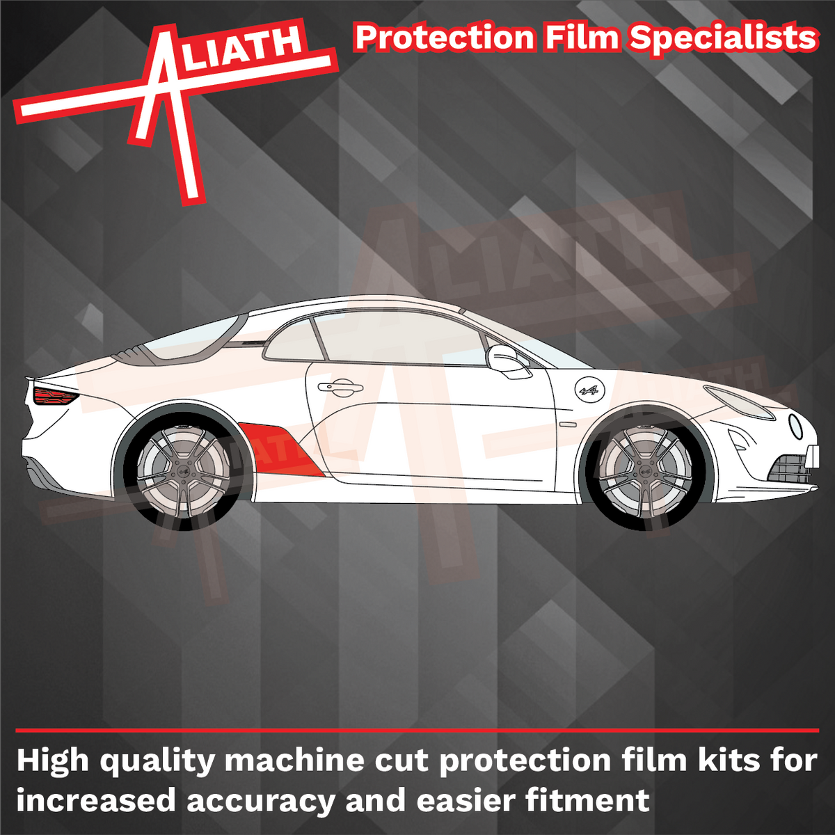 Alpine A110 2017-Present, Rear QTR Arches Large BLACK Paint Protection