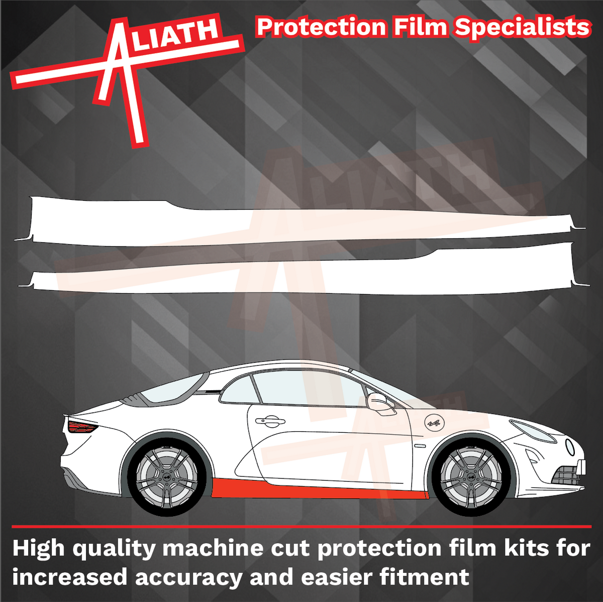 Alpine A110 2017-Present, Side Sill Skirt Trims CLEAR Paint Protection