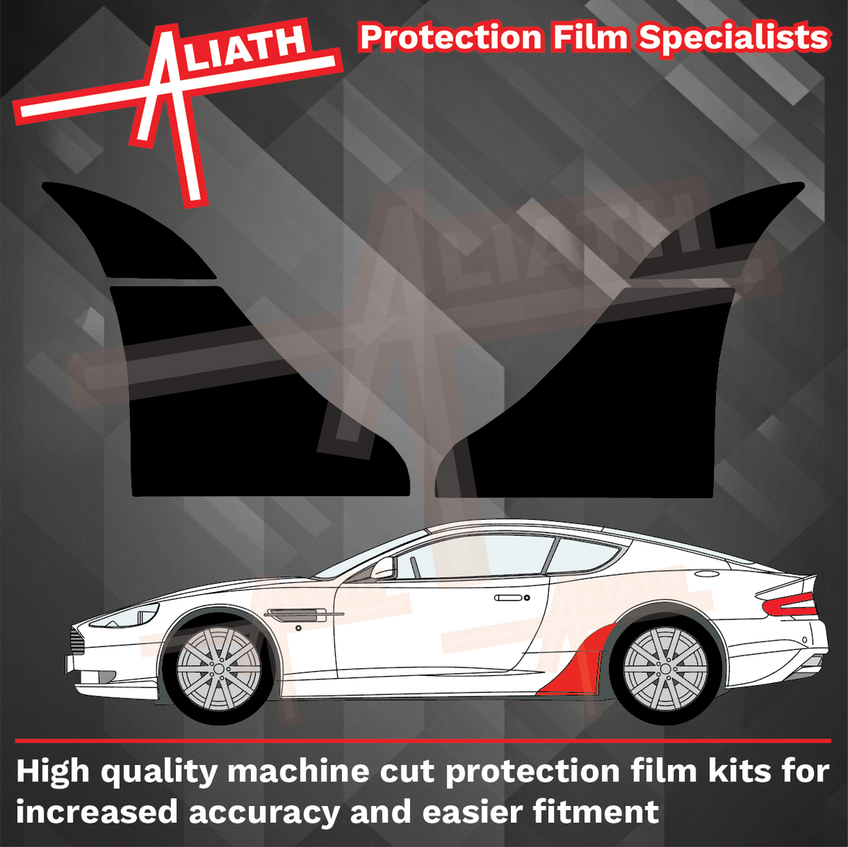 Aston Martin DB9 2004-2012, Sill Skirt Arch & QTR OE Style BLACK Paint Protection