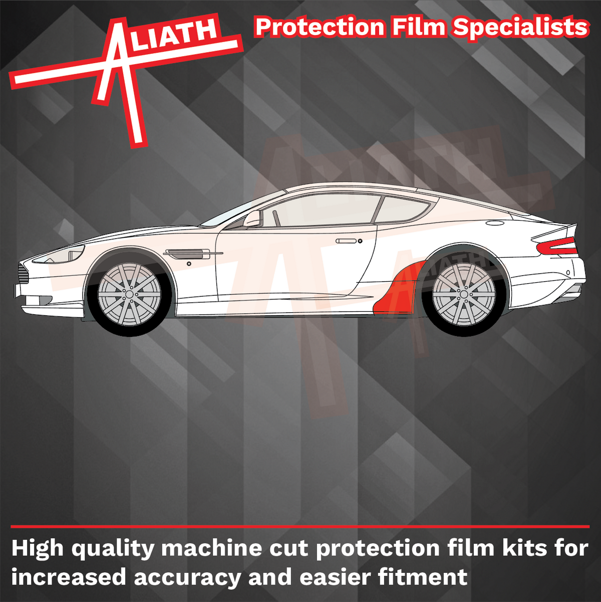 Aston Martin DB9 2012-2016, Side Sill Skirt & QTR Arches BLACK Paint Protection