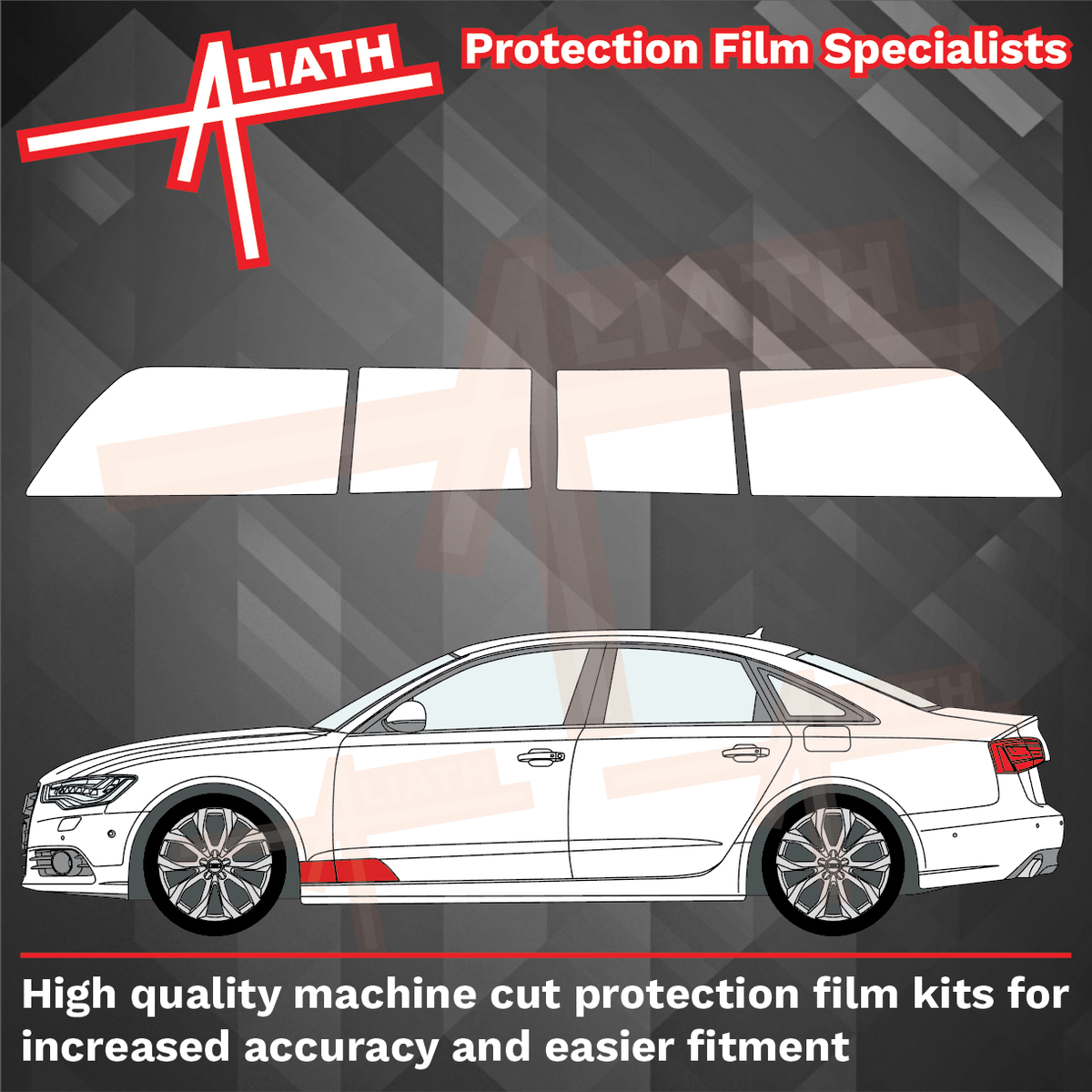 Audi A6 S6 RS6 (Type 4G) 2012-2019, Front Door & Wing Lower OE Style CLEAR Paint Protection