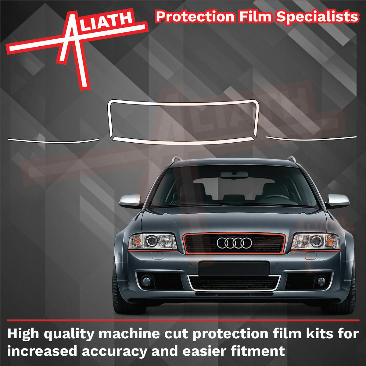 Audi RS6 (Type 4B) 2002-2004, Front grille trims CLEAR Paint Protection