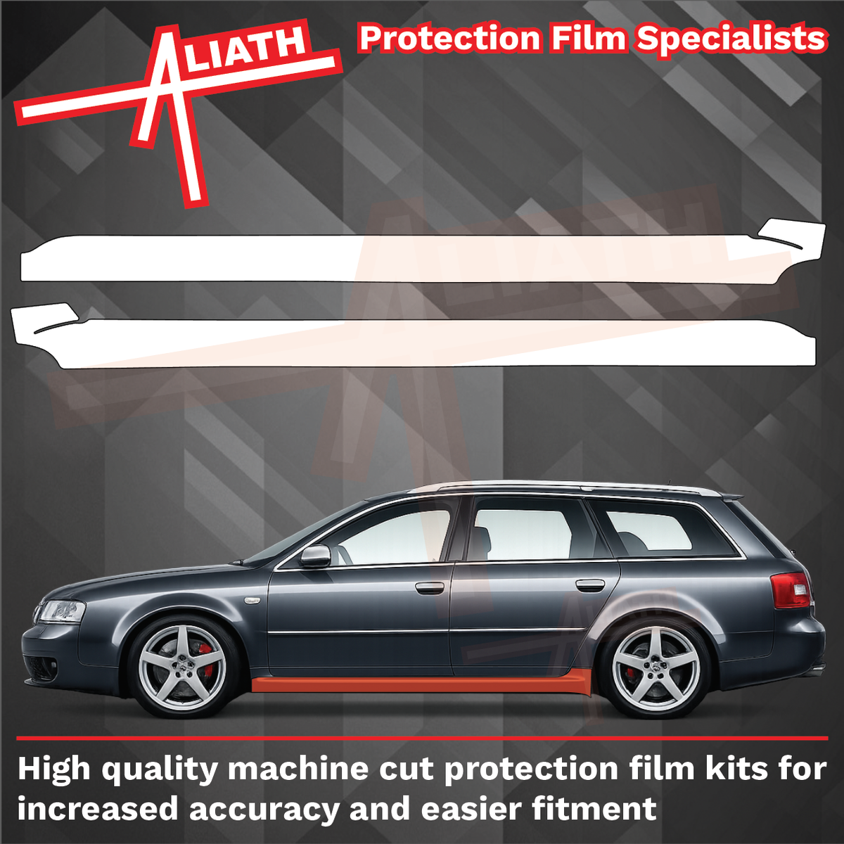 Audi RS6 (Type 4B) 2002-2004, Side sill skirt trims CLEAR Paint Protection