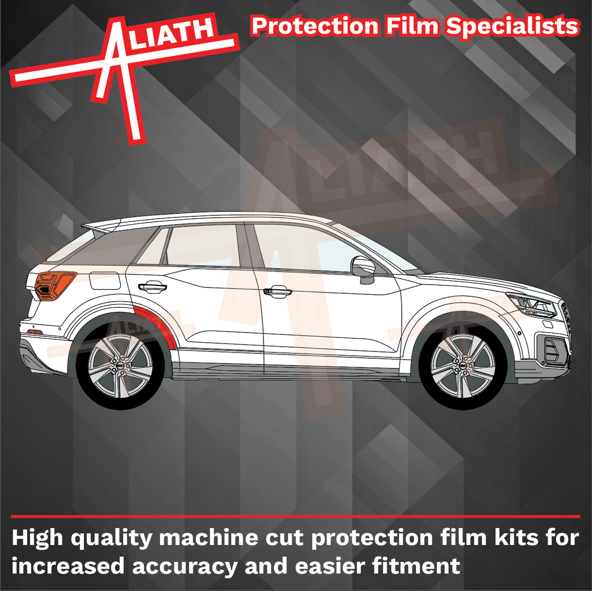 Audi Q2 2017-Present, Rear Arches BLACK Paint Protection