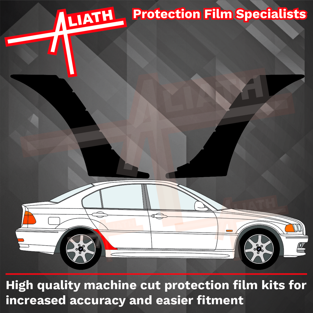 BMW 3-Series (E46) 1999-2006, Rear Arches BLACK TEXTURED Paint Protection