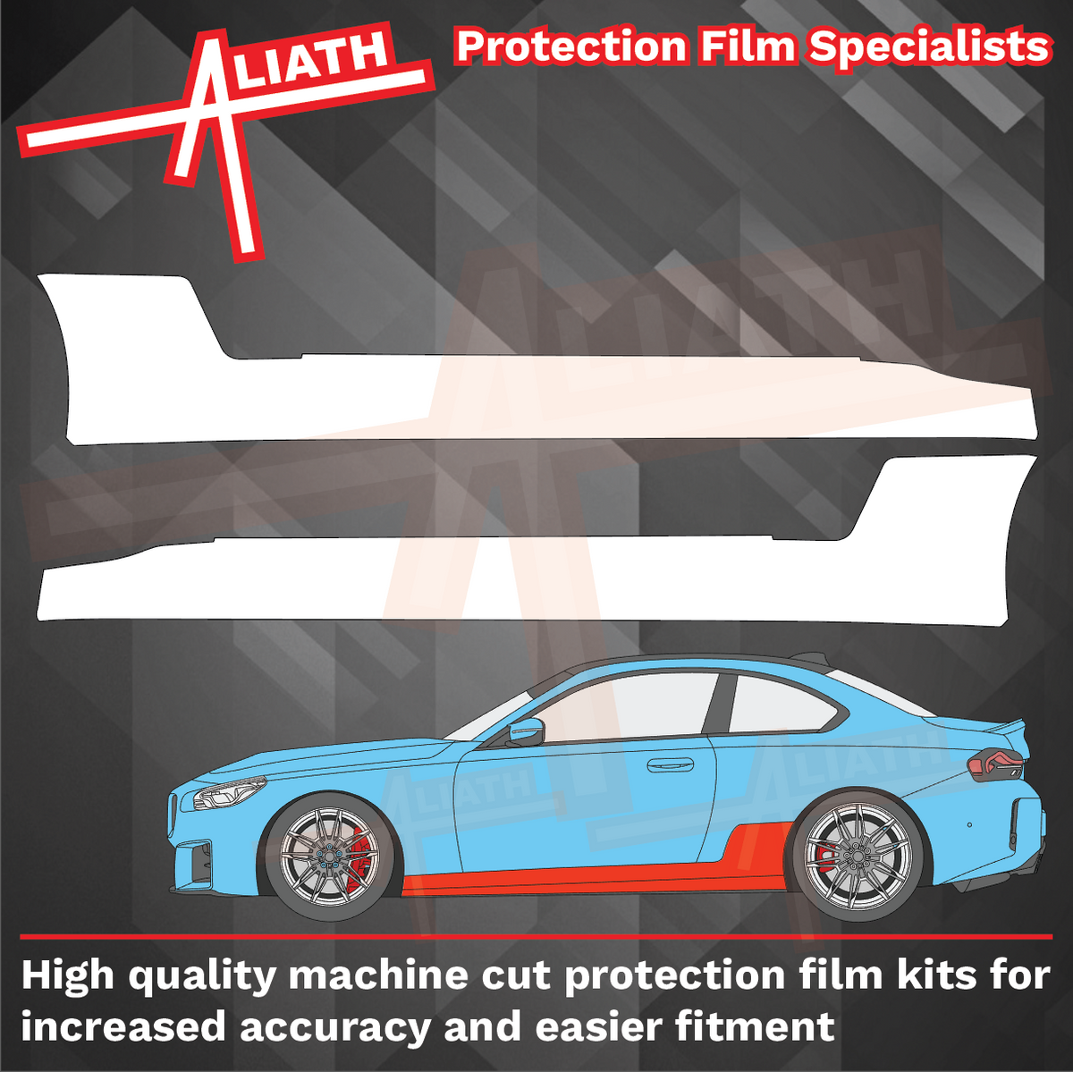 BMW 2-Series M2 (Type G87) 2022-, Side Sill Skirt Trims CLEAR Paint Protection