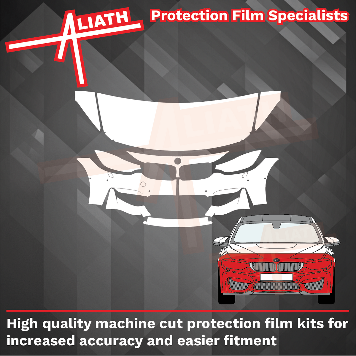 BMW M3 (Type F80) 2014-2019, Front Nose Sections CLEAR Paint Protection