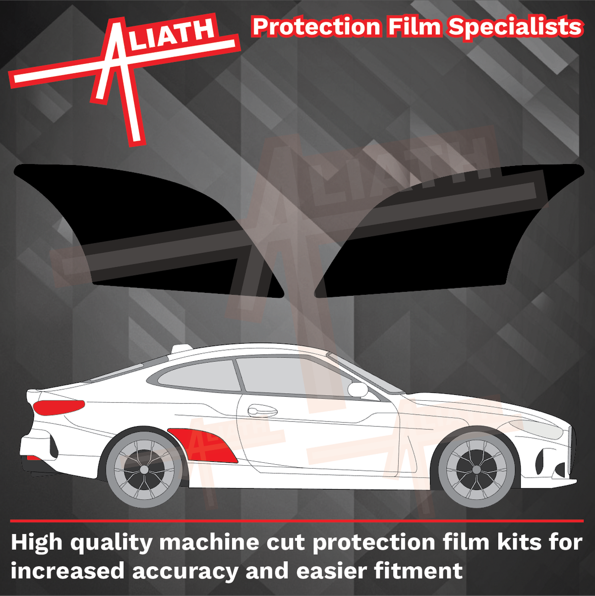 BMW 4-Series & M4 (Type G22 G23 G83 G83) 2020-Present, Rear QTR Arches BLACK TEXTURED Paint Protection