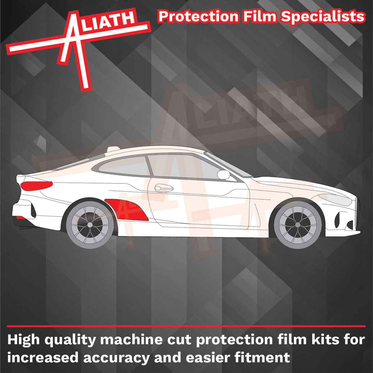 BMW 4-Series & M4 (Type G22 G23 G83 G83) 2020-Present, Rear QTR Arches BLACK TEXTURED Paint Protection