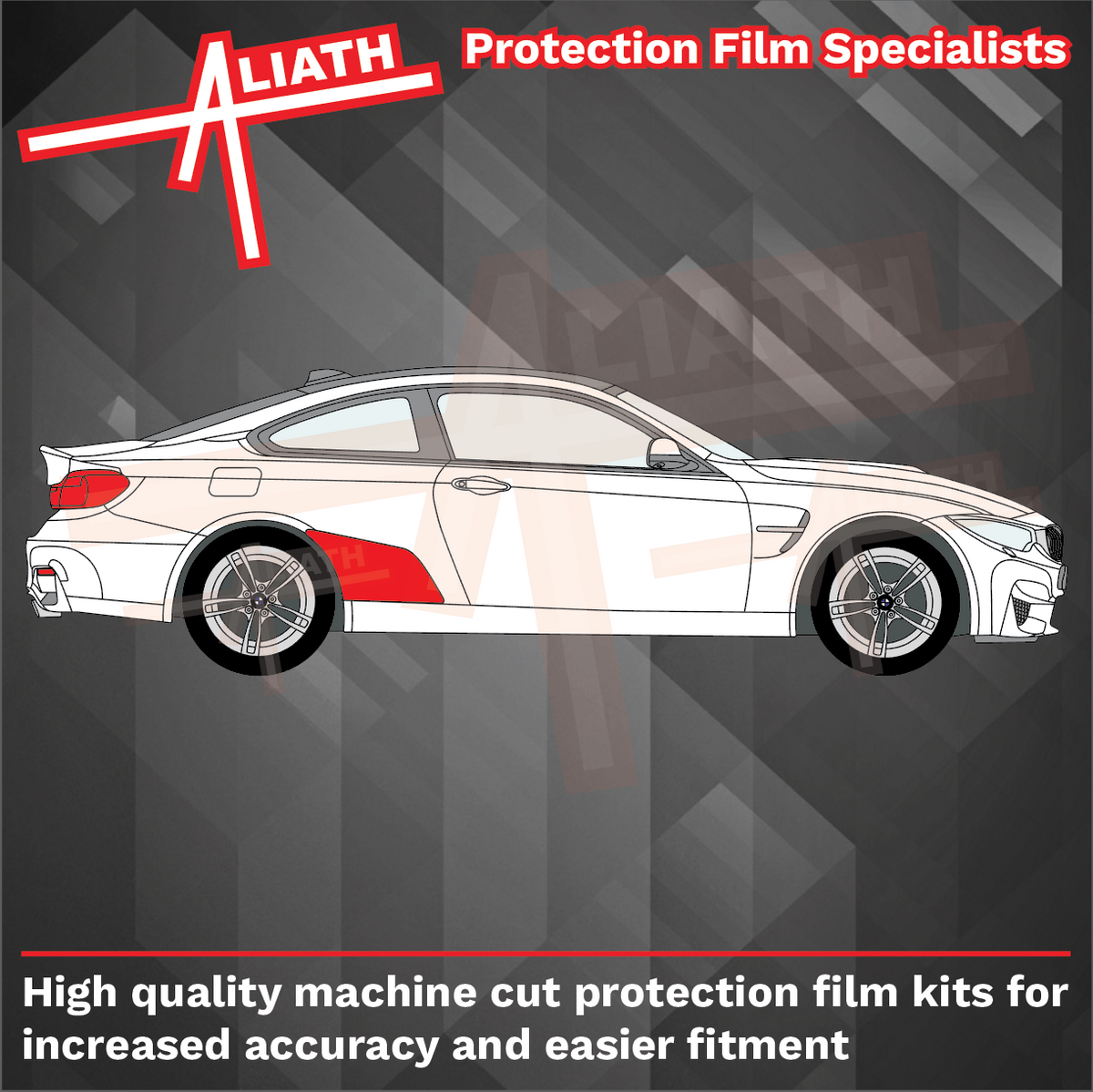 BMW 4-Series / M4 (Type F32 F33) 2013-2020,  Large Rear QTR Arch CARBON Paint Protection