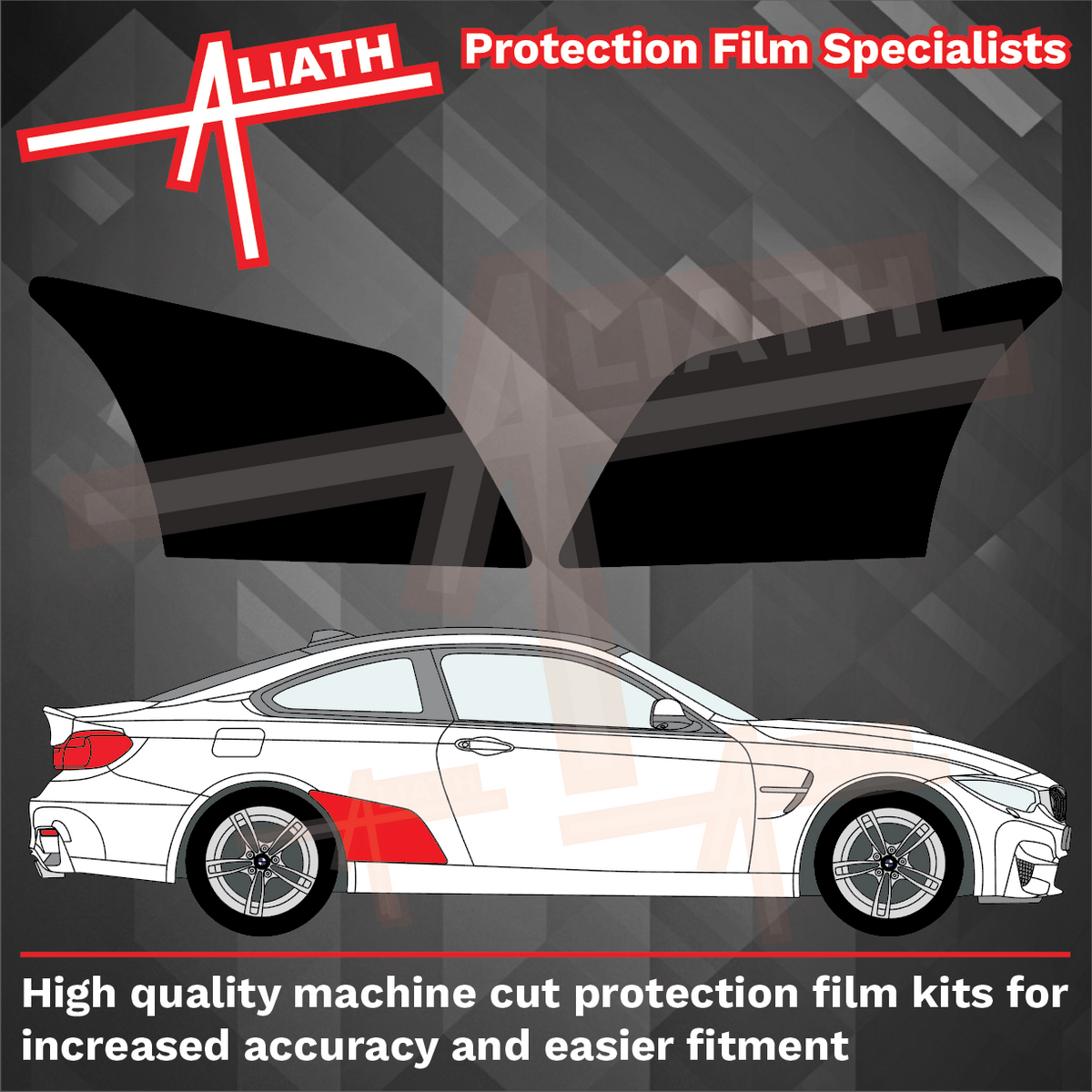 BMW 4-Series / M4 (Type F32 F33) 2013-2020,  Large Rear QTR Arch BLACK Paint Protection
