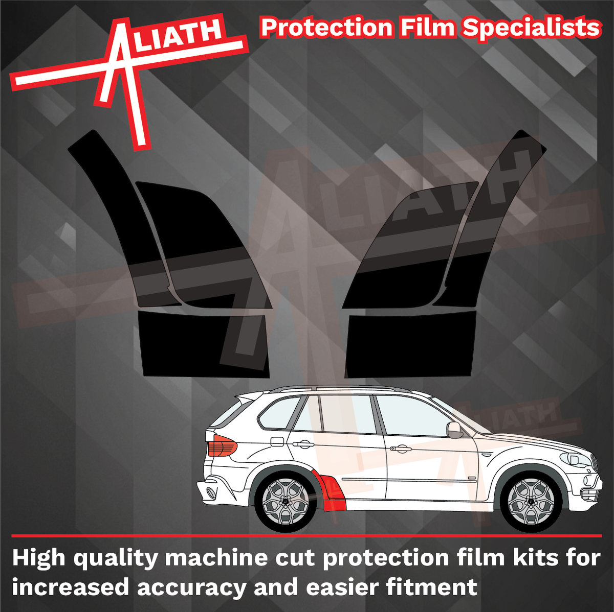 BMW X5 M-Sport (E70) 2006-13, Rear arch sections BLACK Stone Protection