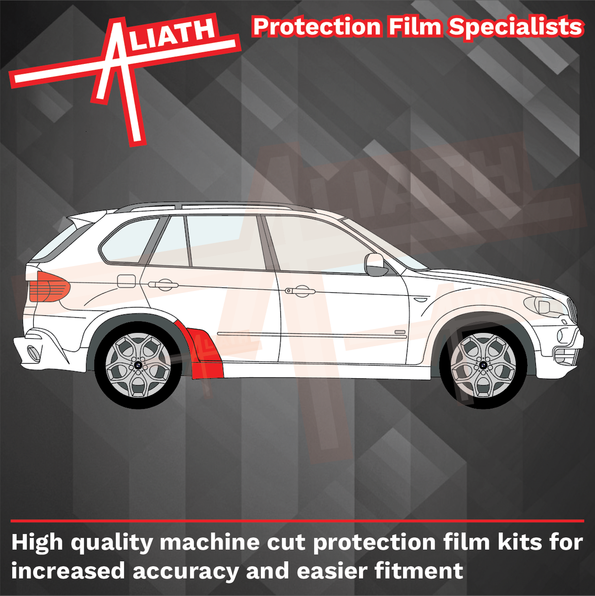 BMW X5 M-Sport (E70) 2006-13, Rear arch sections BLACK Stone Protection
