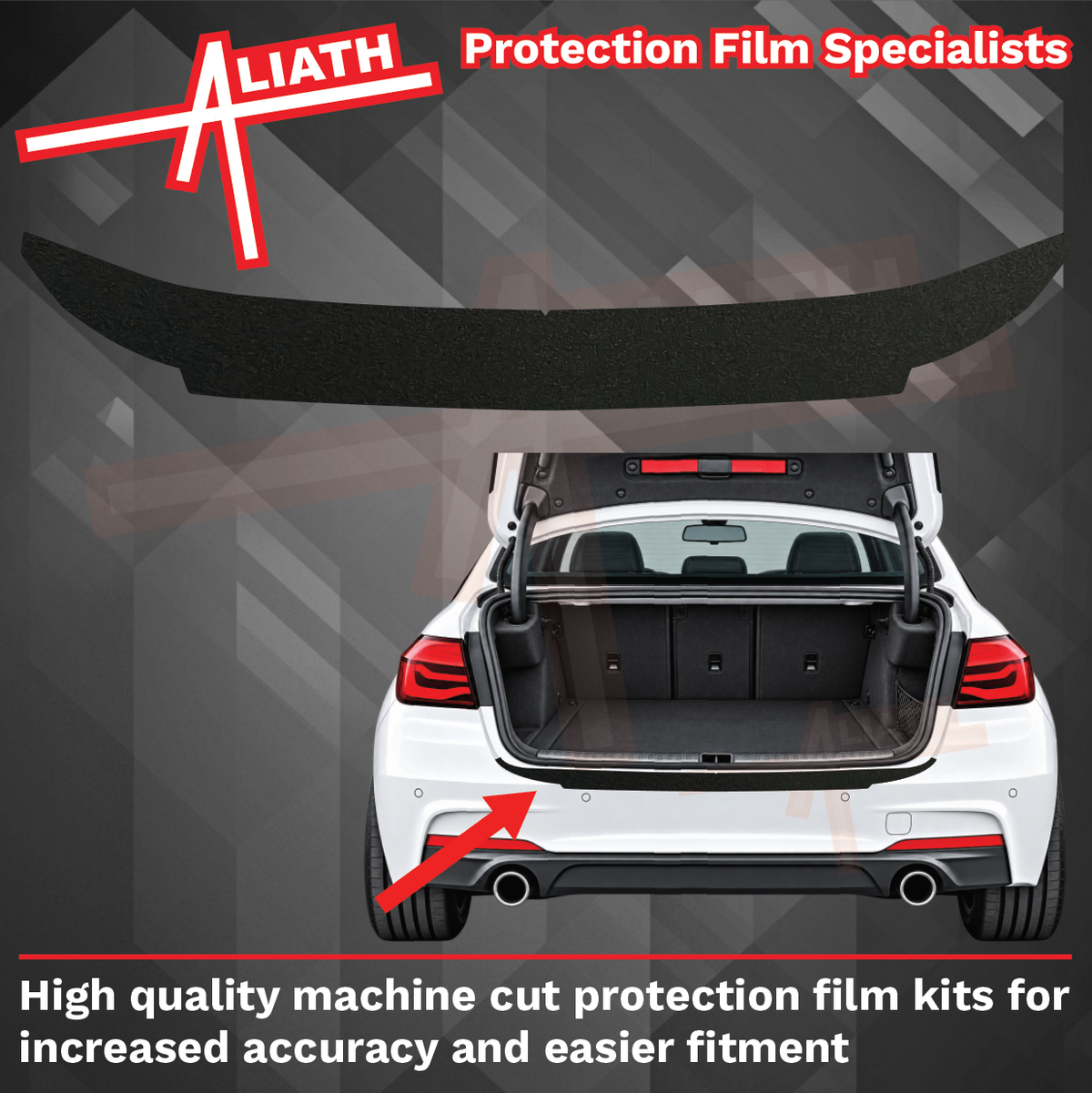 BMW 3-Series Saloon (Type F30) 2012-2019, Rear Bumper Upper BLACK Paint Protection