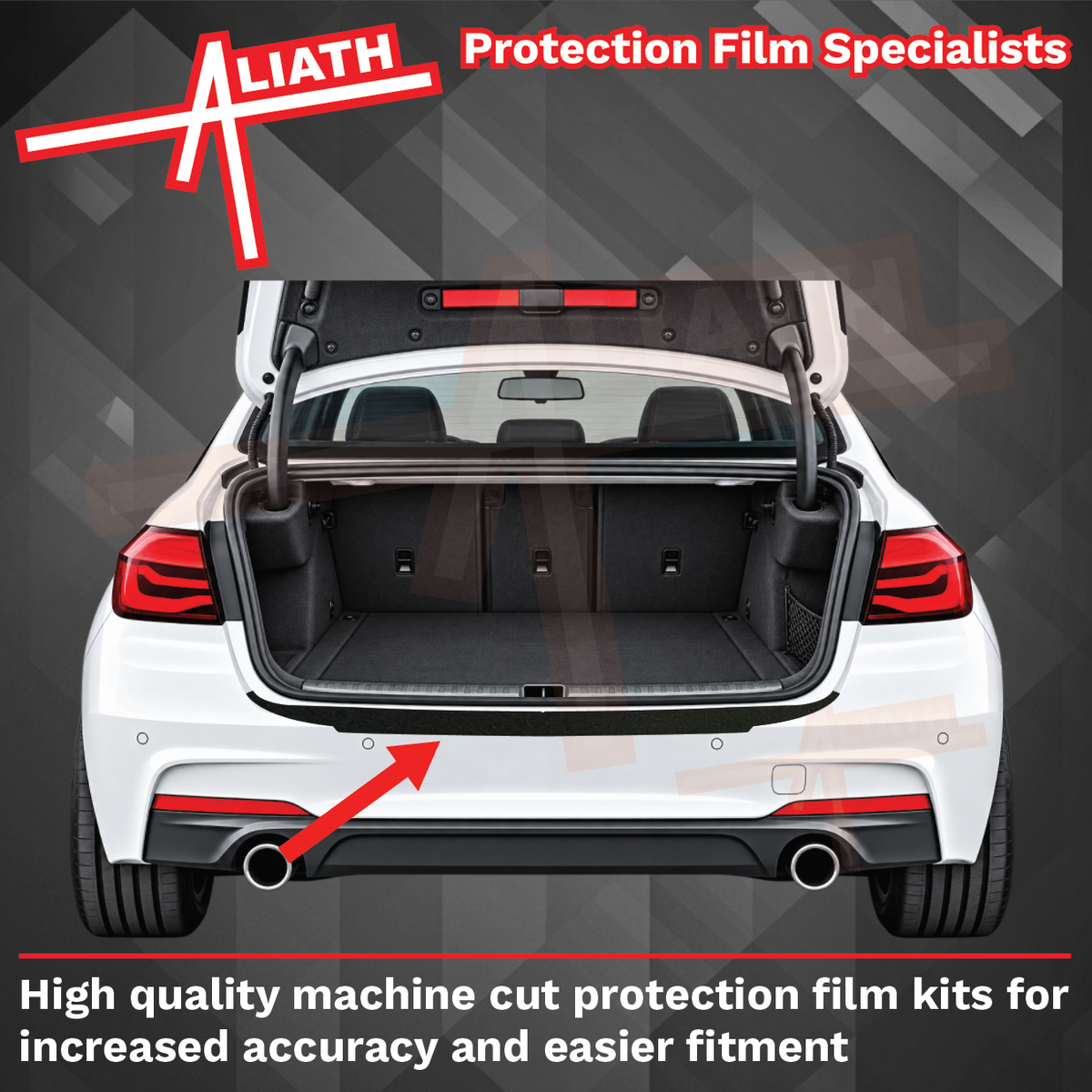 BMW 3-Series Saloon (Type F30) 2012-2019, Rear Bumper Upper BLACK Paint Protection