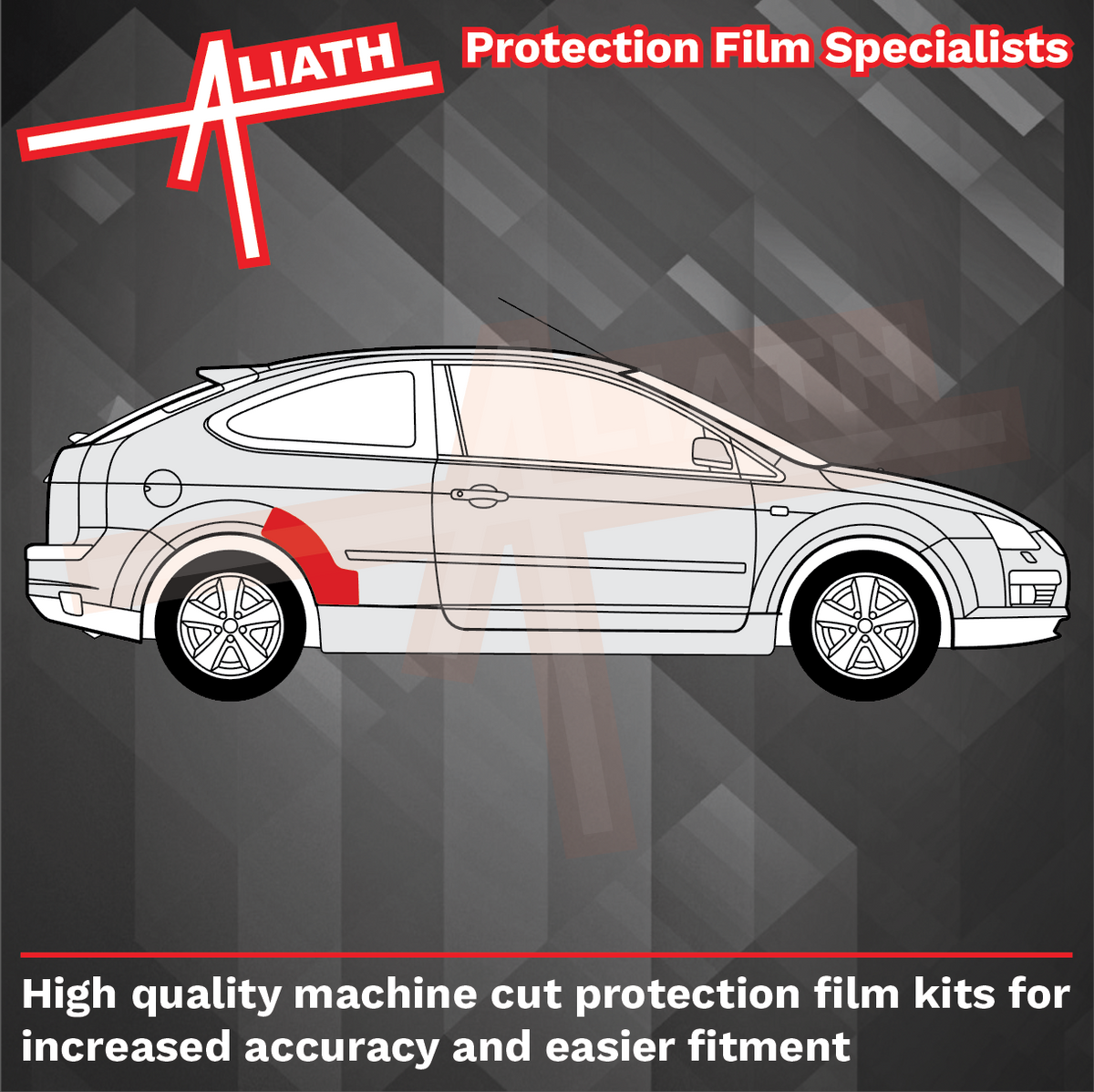 Ford Focus ST (MK2) 2006-2010, Rear QTR / Wing Arch BLACK Paint Protection