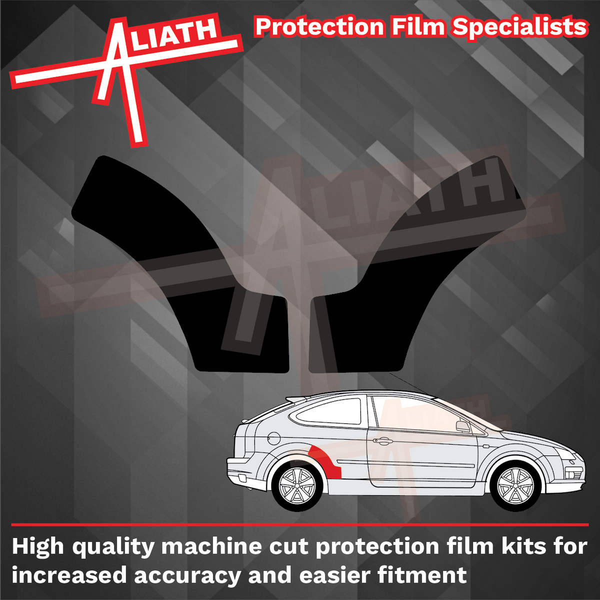 Ford Focus ST (MK2) 2006-2010, Rear QTR / Wing Arch BLACK Paint Protection