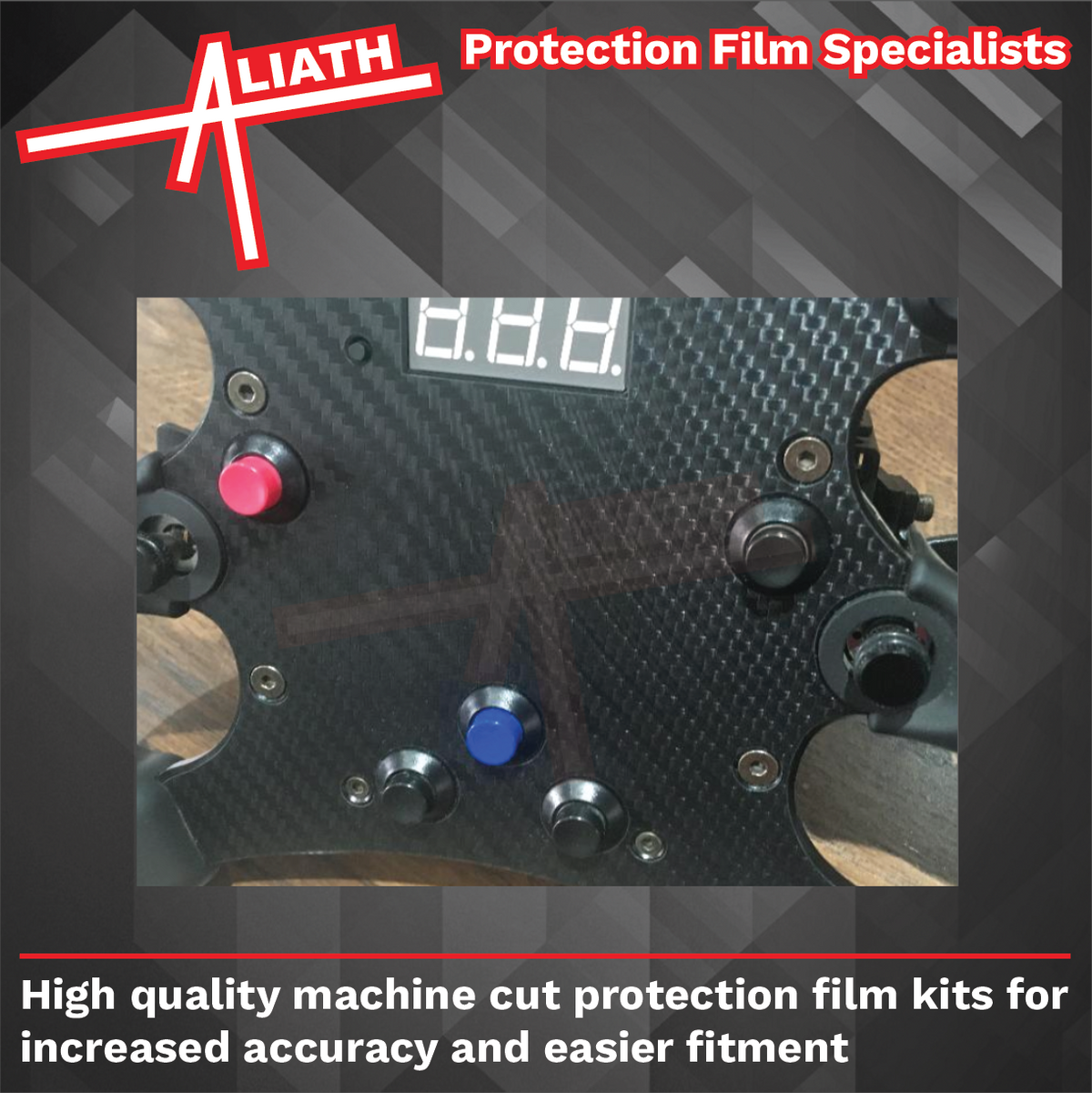 Fanatec Clubsport Formula Steering Wheel, CARBON FIBRE EFFECT Styling & Scratch Protection Kit
