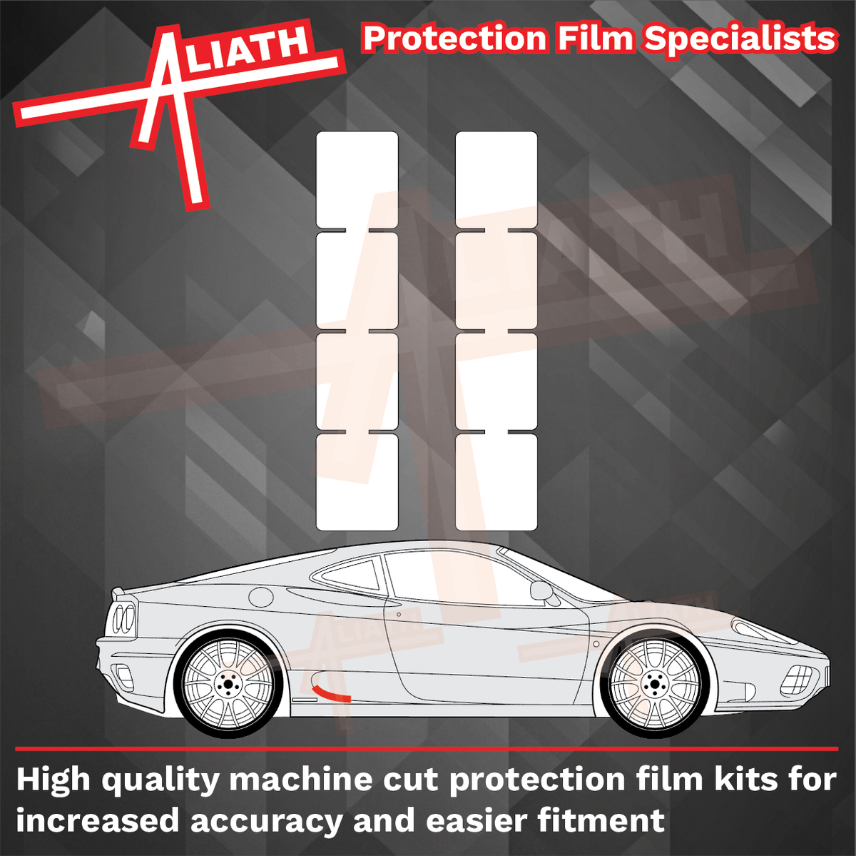 Ferrari 360 Modena 1999-2005, Sill Skirt Vent Edges Set CLEAR Paint Protection