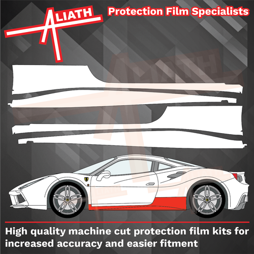 Ferrari 488 GTB / Spider 2015-2019, Side Skirt Trims CLEAR Paint Protection