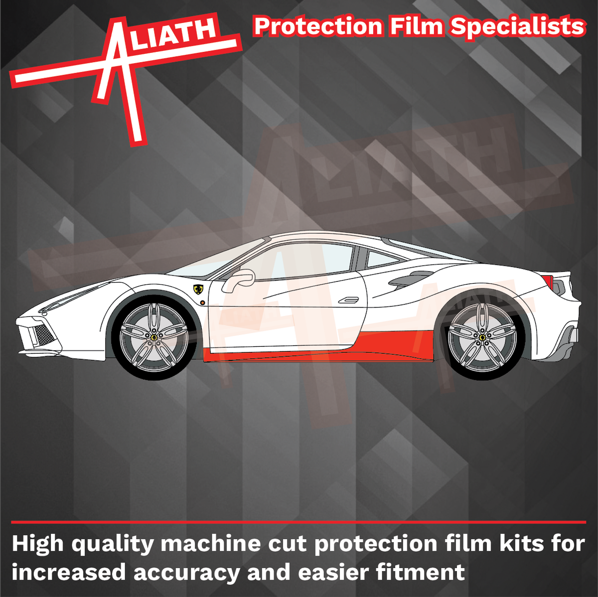 Ferrari 488 GTB / Spider 2015-2019, Side Skirt Trims CLEAR Paint Protection