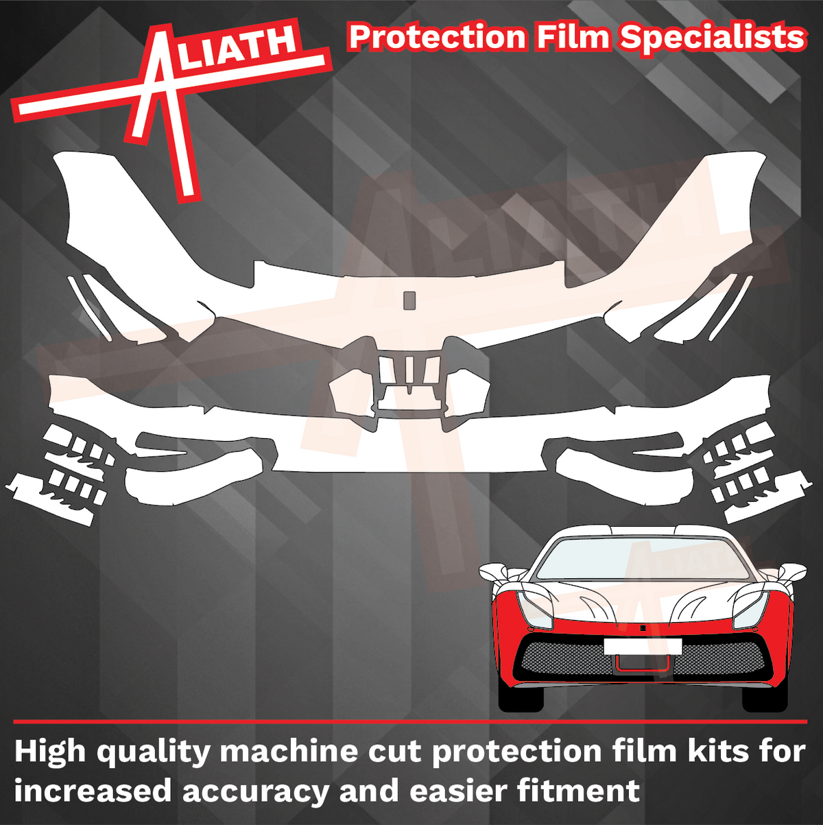 Ferrari 488 Challenge 2015-2019, Front Bumper CLEAR Paint Protection