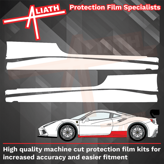 Ferrari 488 Challenge 2015-2019, Side Sill Skirt Trims CLEAR Paint Protection