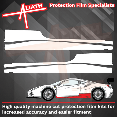 Ferrari 488 Challenge 2015-2019, Side Sill Skirt Trims CLEAR Paint Protection