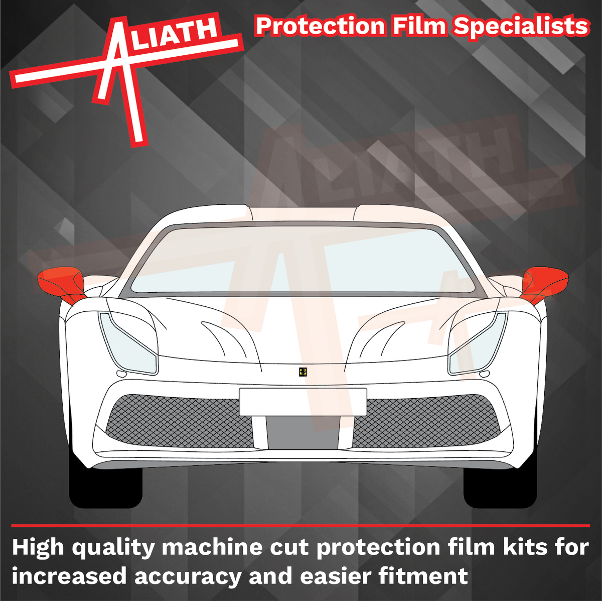 Ferrari 488 GTB / Spider 2015-2019, Door Mirror Caps CLEAR Paint Protection
