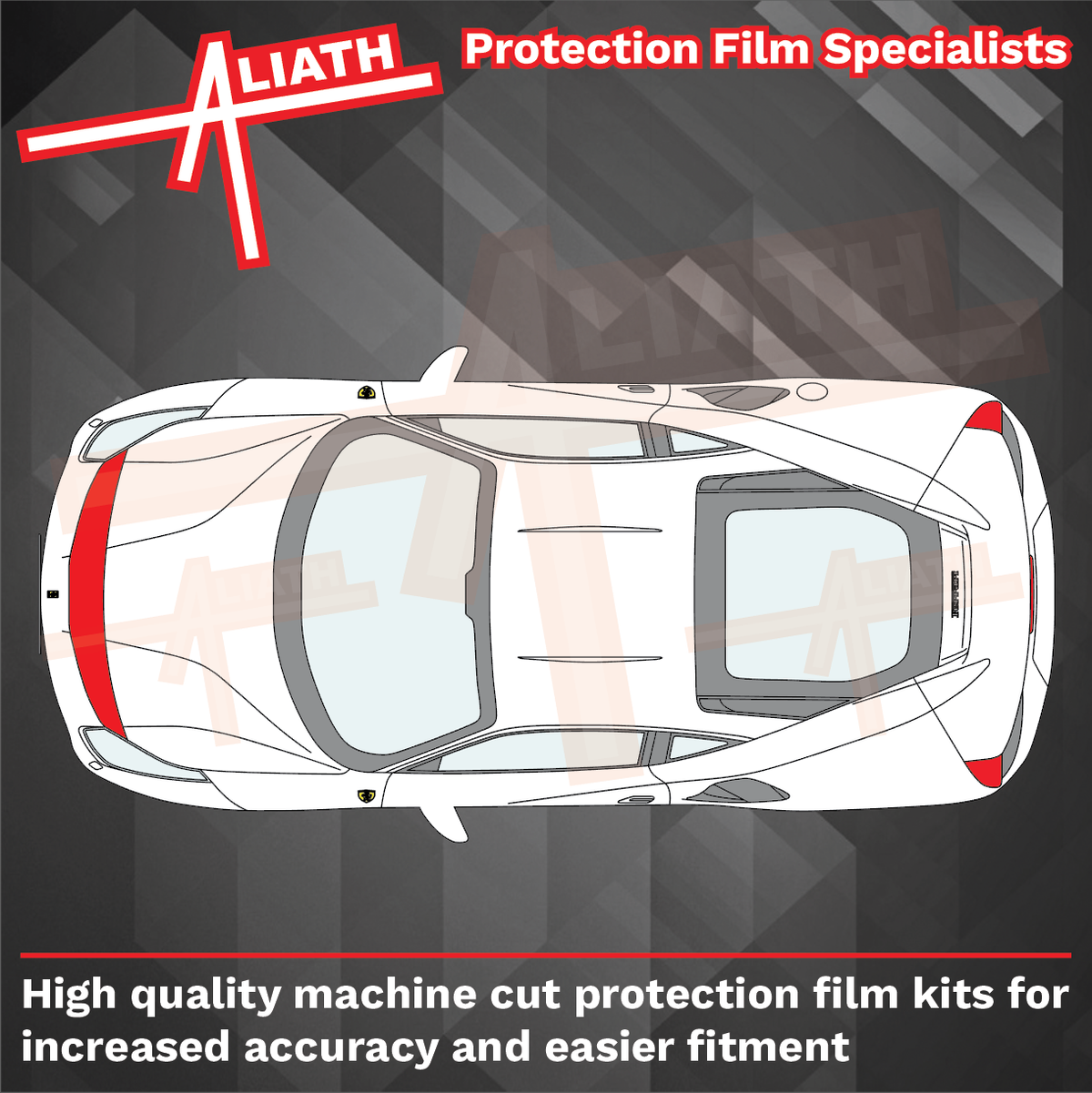 Ferrari 488 Pista 2015-2019, Bonnet Nose CLEAR Paint Protection