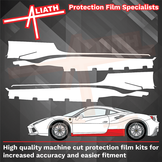 Ferrari 488 Pista 2015-2019, Side Sill Skirt Trims CLEAR Paint Protection