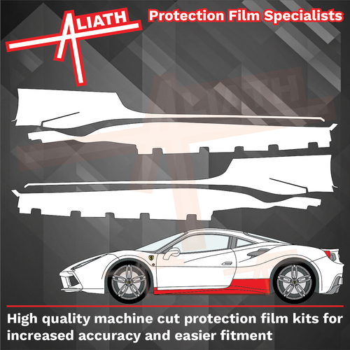 Ferrari 488 Pista 2015-2019, Side Sill Skirt Trims CLEAR Paint Protection