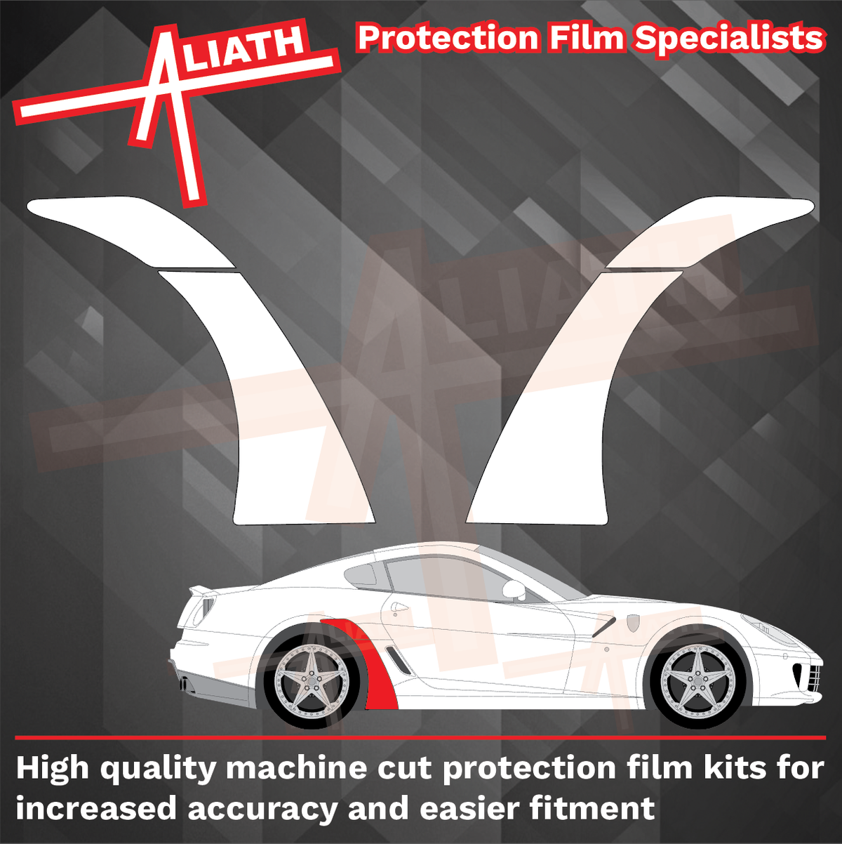 Ferrari 599 (GTO GTB SA) 2006-2012, Rear Arch Sections CLEAR Paint Protection