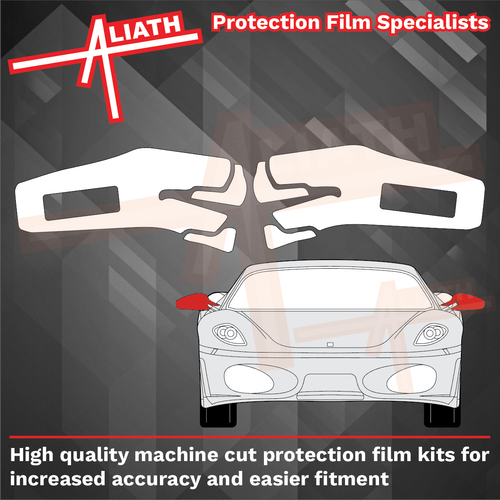 Ferrari F430 430 2004-2009, Mirror Covers (Text) CLEAR Paint Protection
