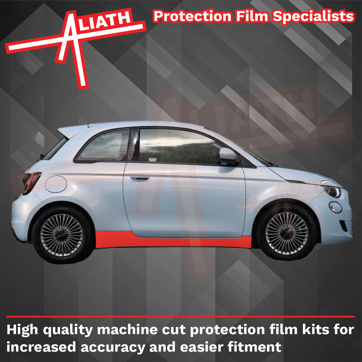 Fiat 500E 2020-Present, Side Sill Skirt Panels CLEAR Paint Protection