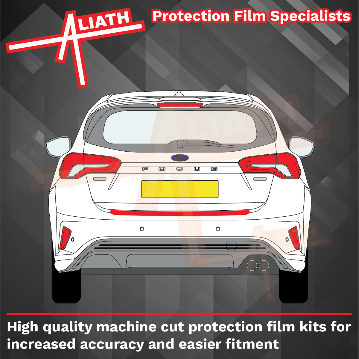 Ford Focus (MK4) 2019-Present, Rear Bumper Upper BLACK TEXTURED Scratch Protection