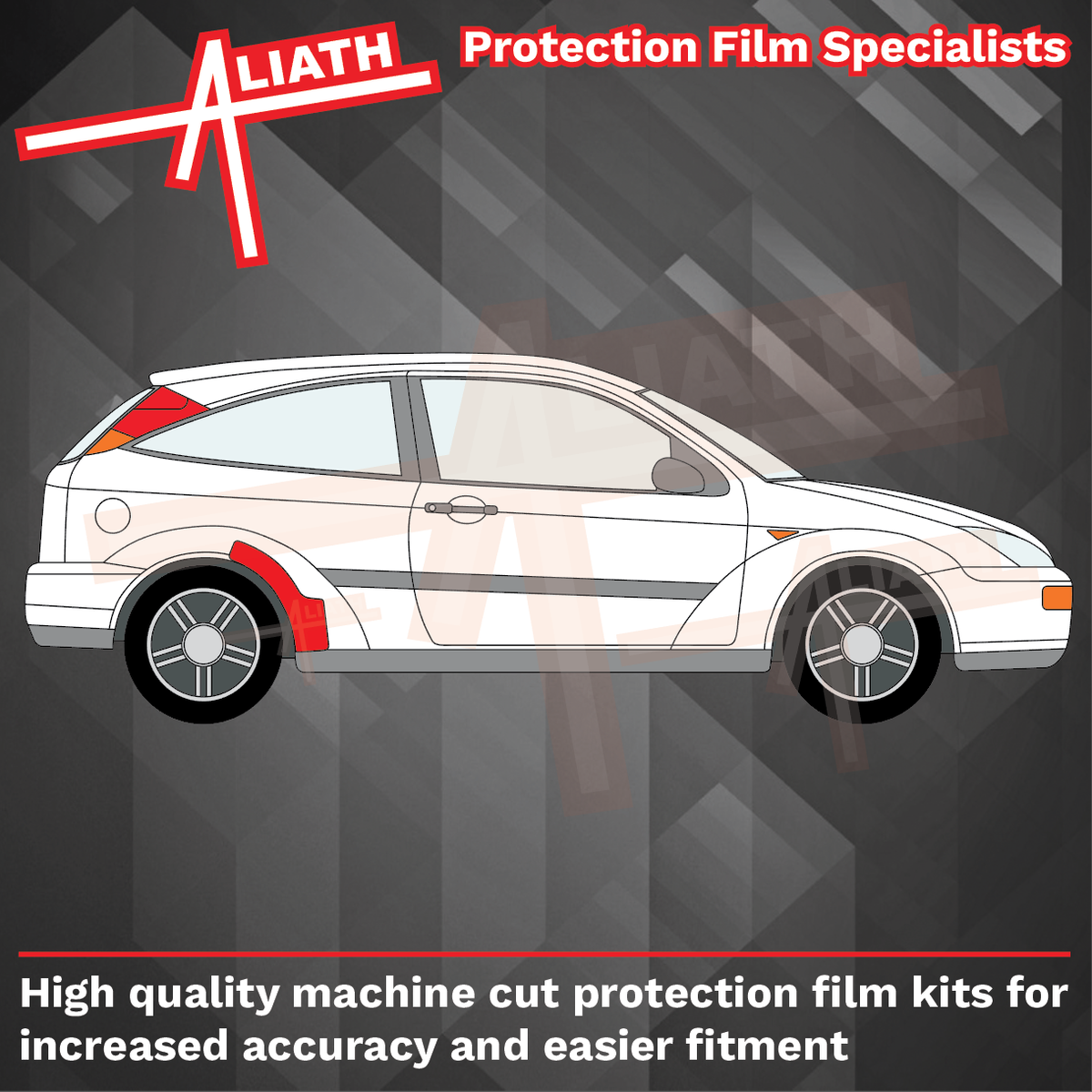 Ford Focus RS MK1 2002-2005, Rear Arch / QTR (LARGE) CLEAR Paint Protection