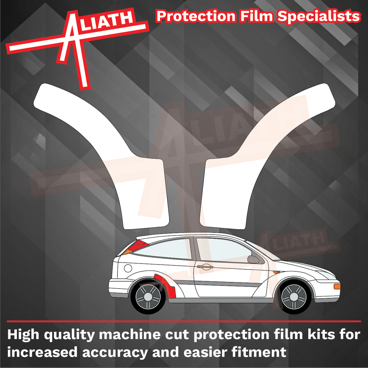 Ford Focus RS MK1 2002-2005, Rear Arch / QTR (LARGE) CLEAR Paint Protection