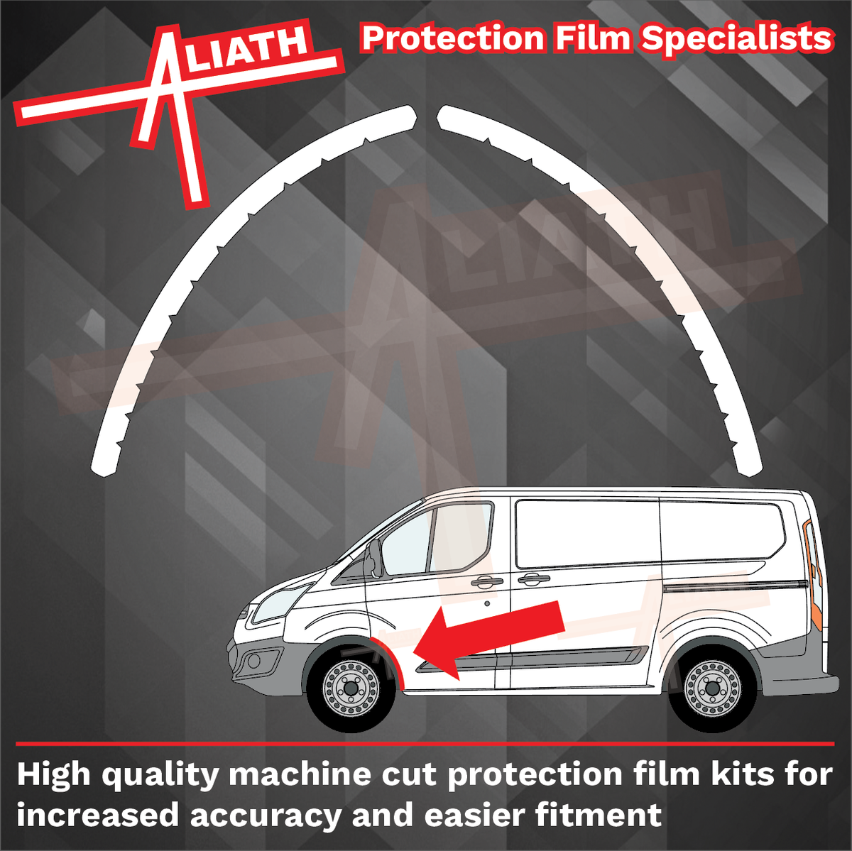 Ford Transit Custom (MK4) 2014-2023, Front door arches CLEAR Paint Protection