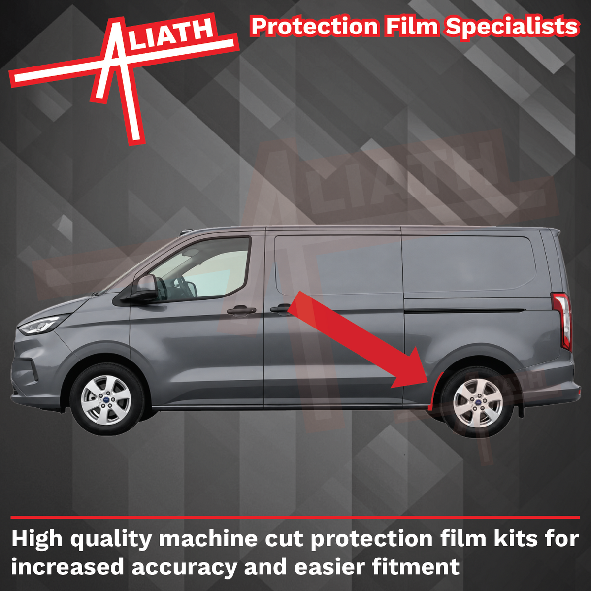 Ford Transit Custom 2023-Present, OE Style Rear Side Panel Arch CLEAR Paint Protection